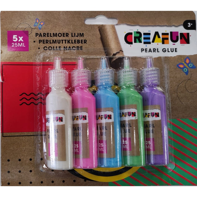 GLITTERLIJM  CREAFUN  PARELMOER 5 KLEUREN 25 ML