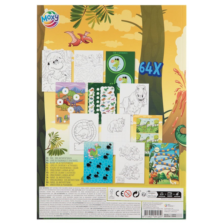 Moxy Kleur en activiteitenboek dinosaur  A4 - 64 vellen 2