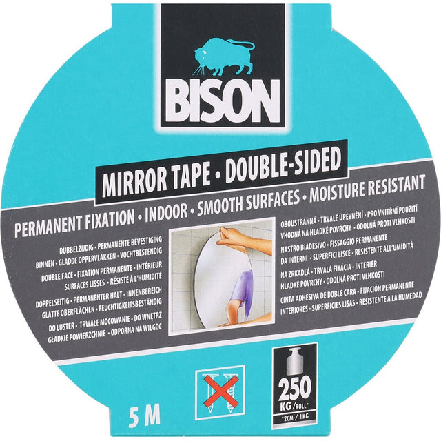 Bison dubbelzijdig  spiegeltape 5 meter