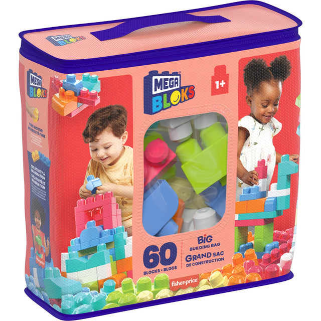 MEGA BLOKS FIRST BUILDERS BLOKKENTAS 60 STUKS ROZE