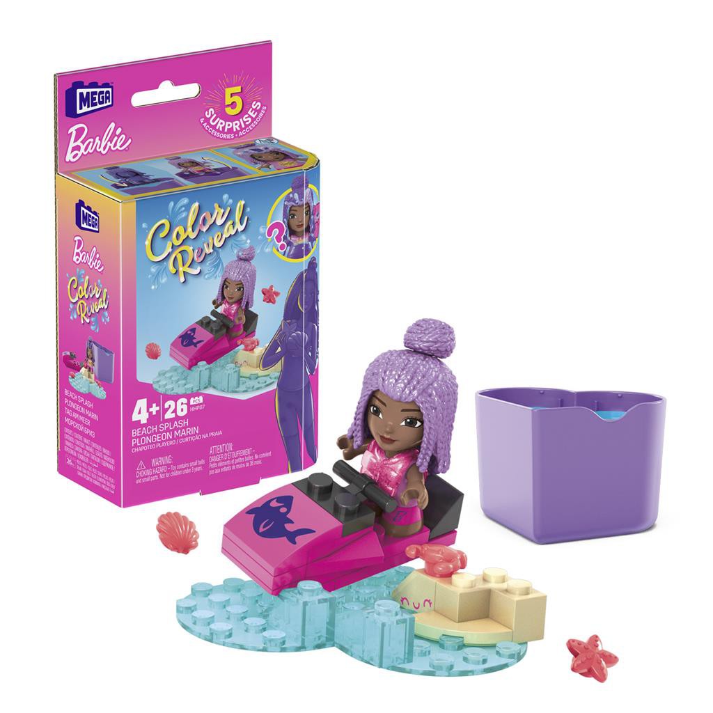 MEGA CONSTRUX BARBIE COLOR REVEAL BEACH SPLASH JETSKI