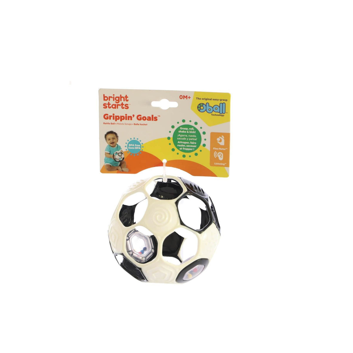 Oball Rattle voetbal zwart/wit