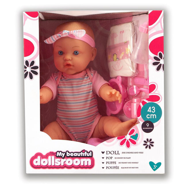 POP 43 CM DRINK & PLAS MET 9 ACCESSOIRES