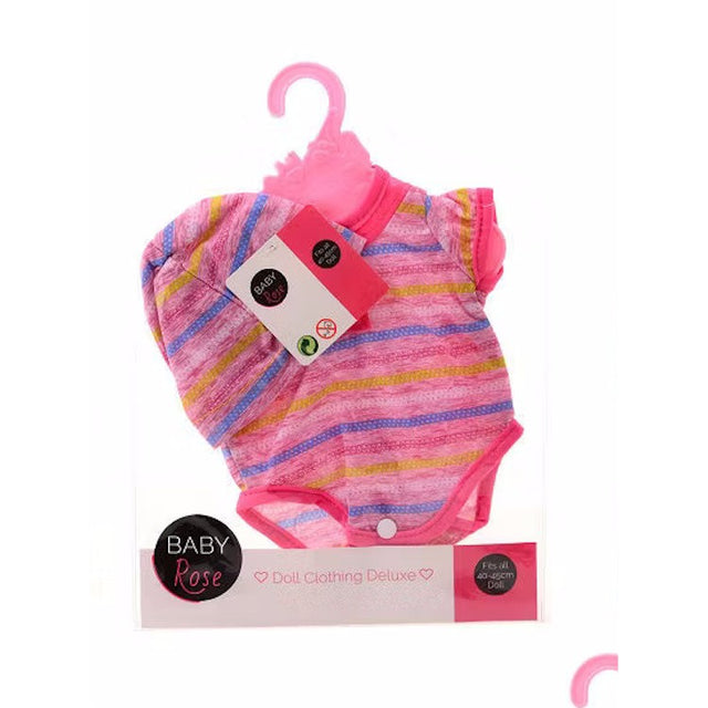 POPPENKLEDING 40 -45 CM  OP HANGER GESTREEPT PAKJE MET MUTS