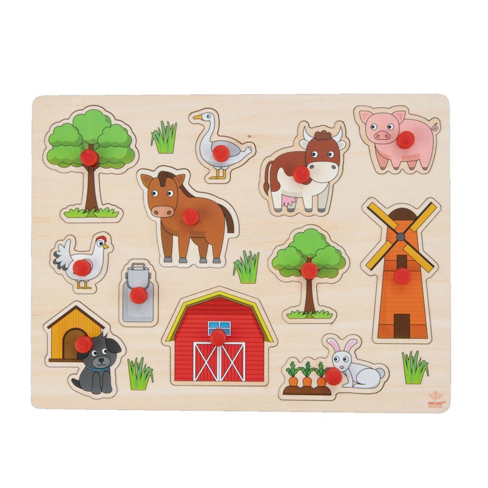 Knopjespuzzel Boerderij hout 30 X 22 cm