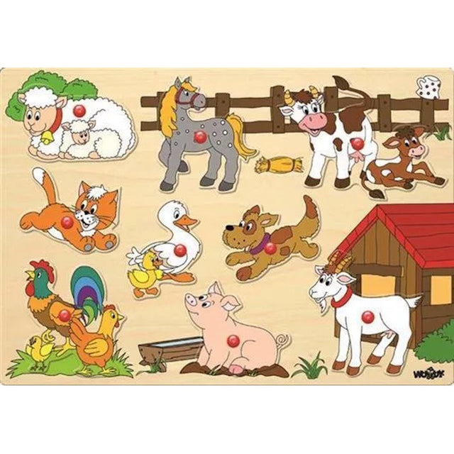 Knopjespuzzel boerderijdierenhout 30 X 21 cm