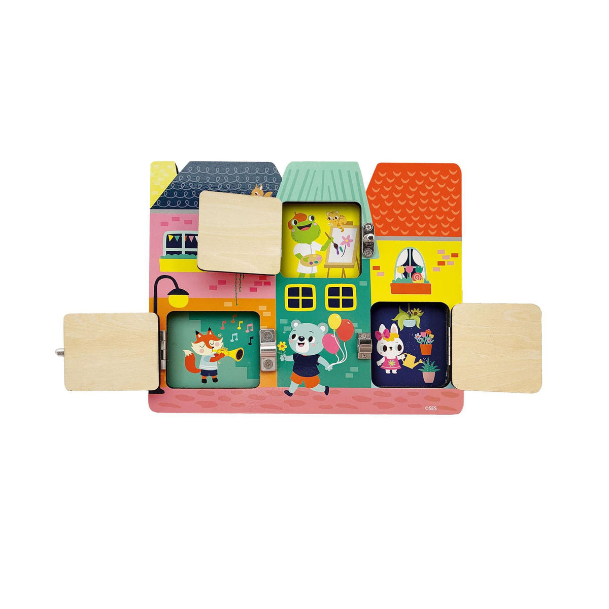 SES houten puzzel met slotjes 2