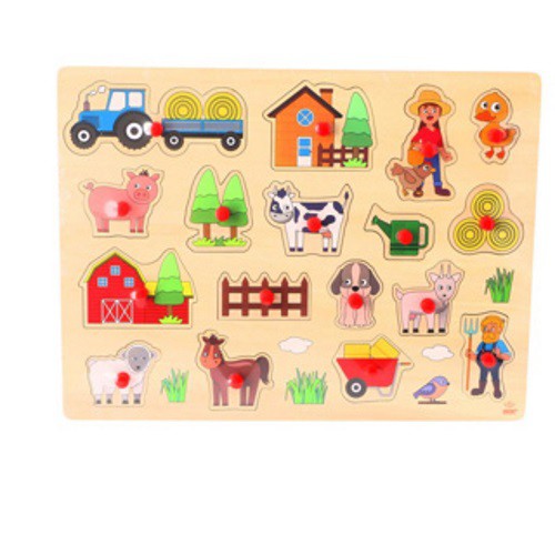 Puzzelplank  hout groot boerderij 40 x 30 cm