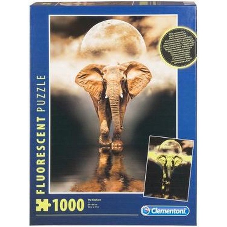 Clementoni  fluorecent Puzzel 1000 stukjes olifant glow in de dark