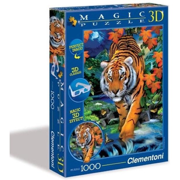 Clementoni  magic 3D Puzzel 1000 stukjes  tijger