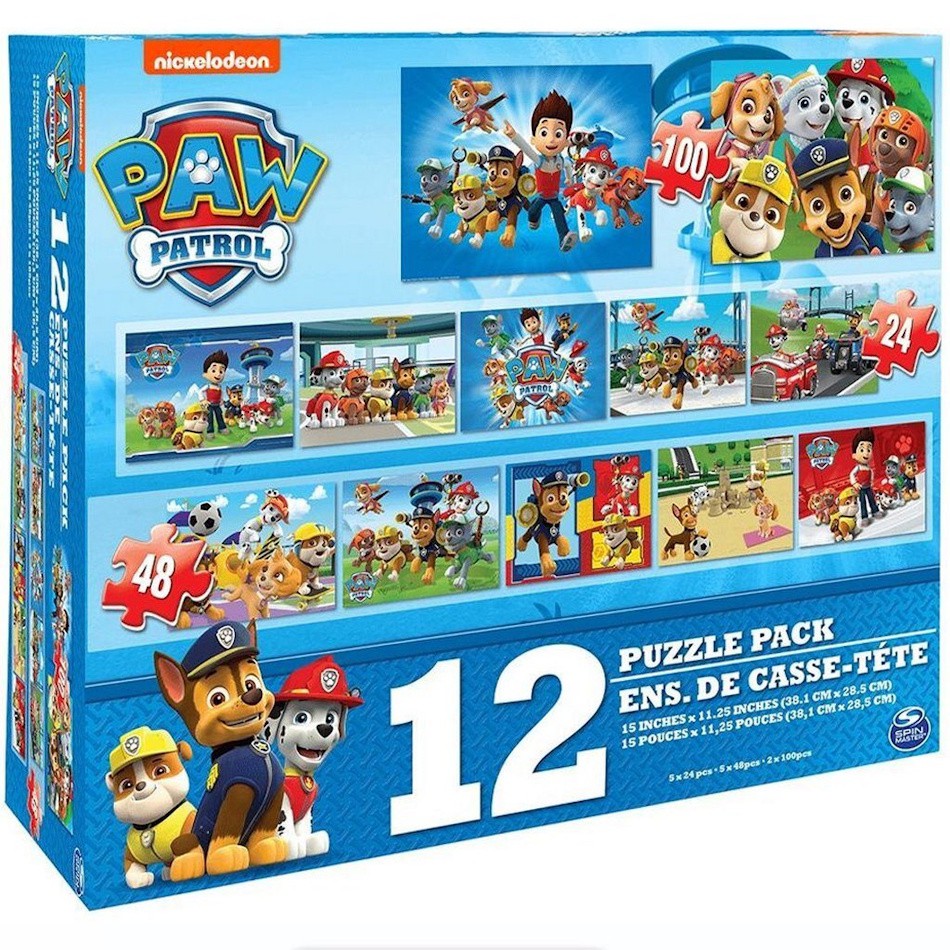 Puzzelpack Paw Patrol 12  Pack 5x24 stukjes, 5x48 stukjes, 2x100 stukjes