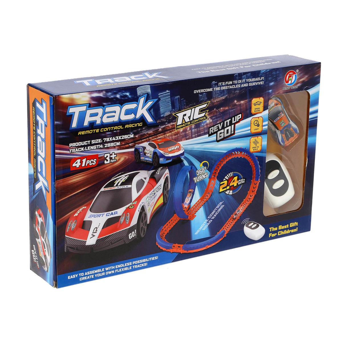 Racebaan met looping + radiografisch auto