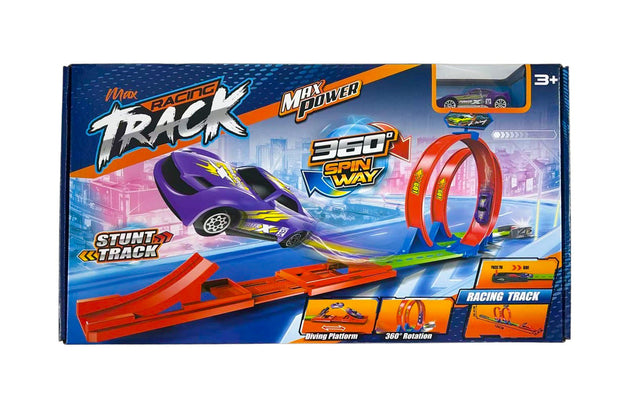 Racebaan lanceer stunt met looping en auto