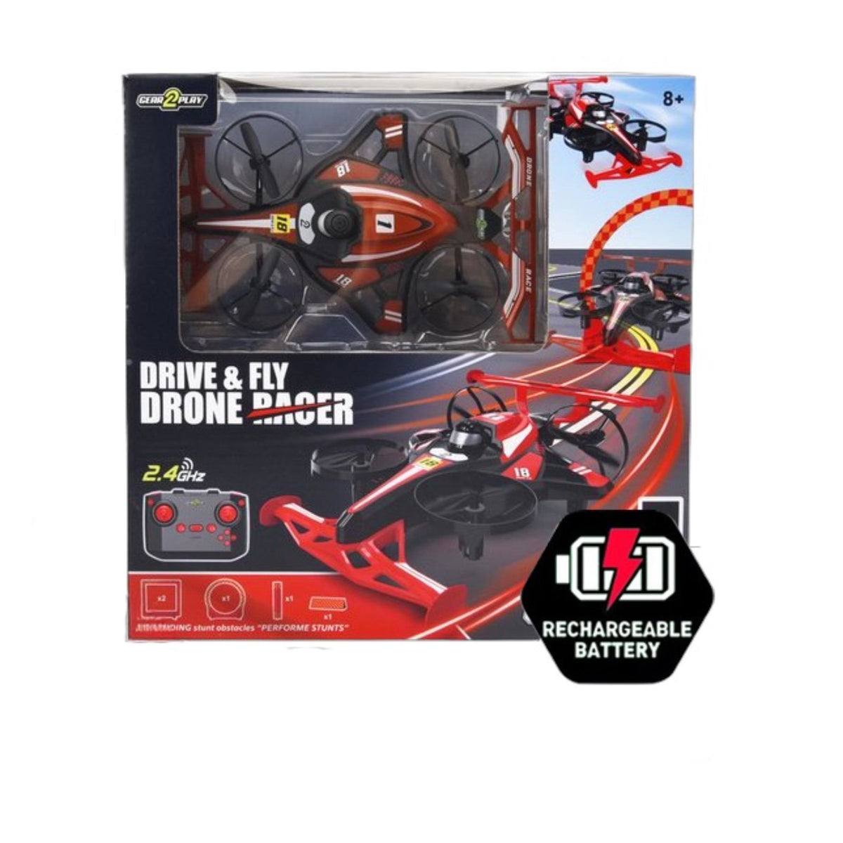 Radiografisch bestuurbare Drive And Fly Drone Racer Red 2