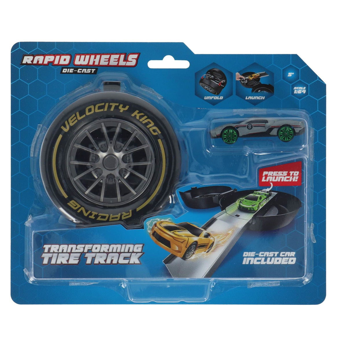 Rapid Wheels Auto launcher met die cast auto in autoband opberg  assortie 2