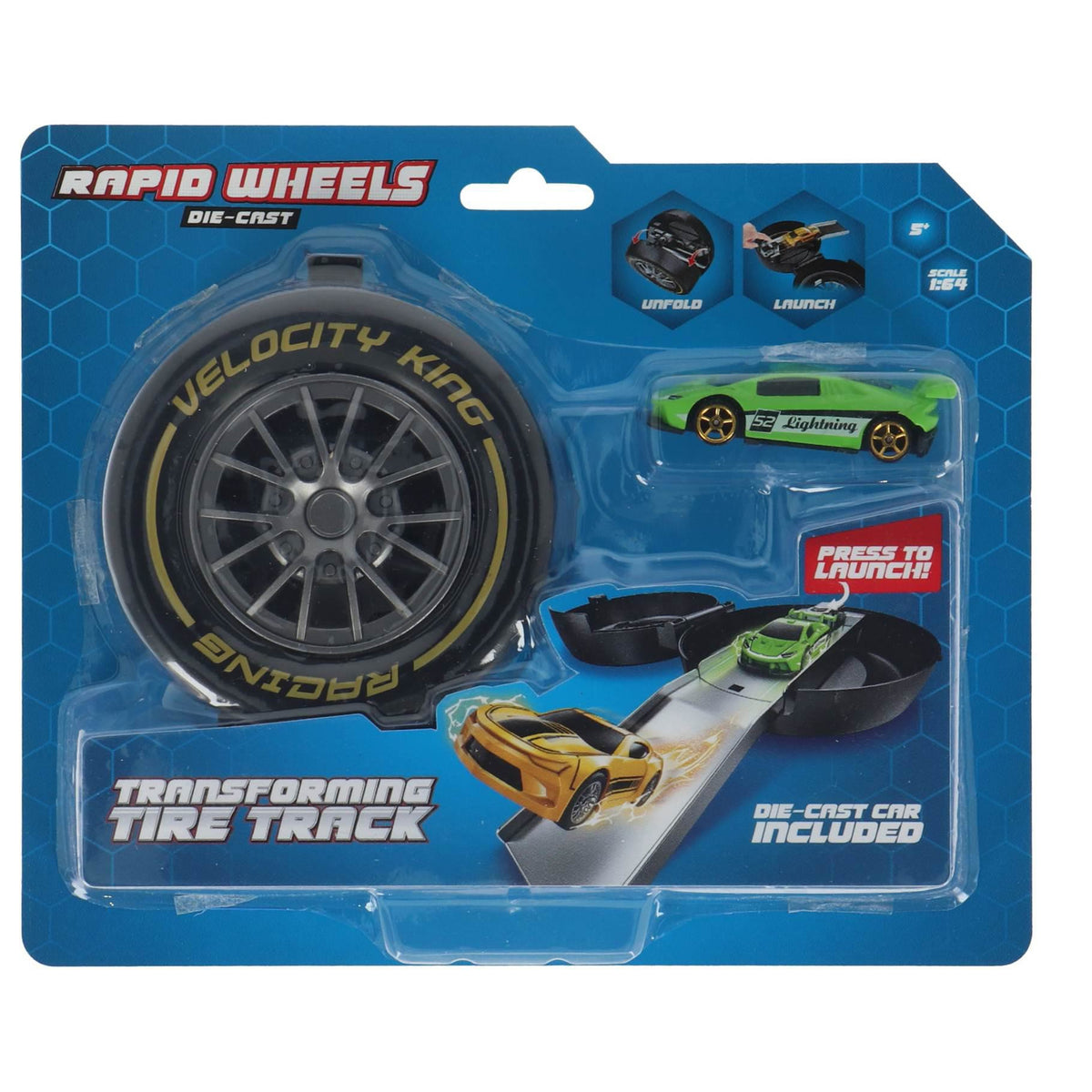 Rapid Wheels Auto launcher met die cast auto in autoband opberg  assortie