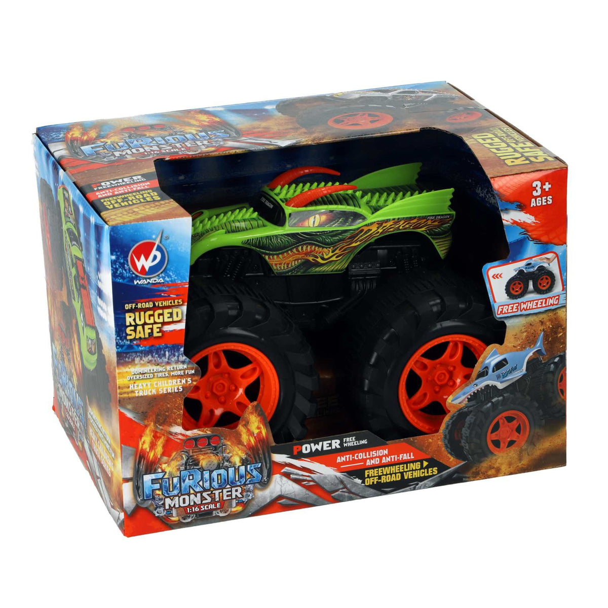Monstertruck frictie groene truck