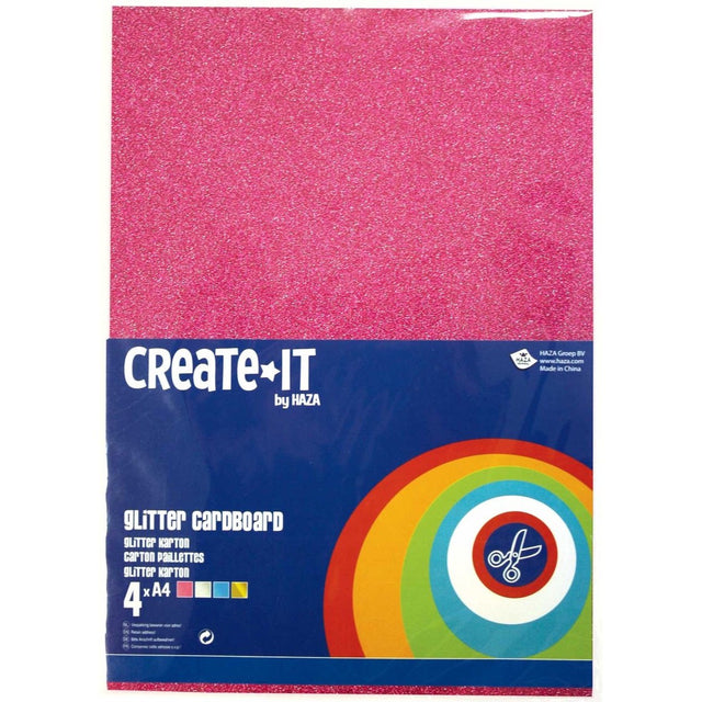 Create-It Glitterkarton A4 4 vel assorti