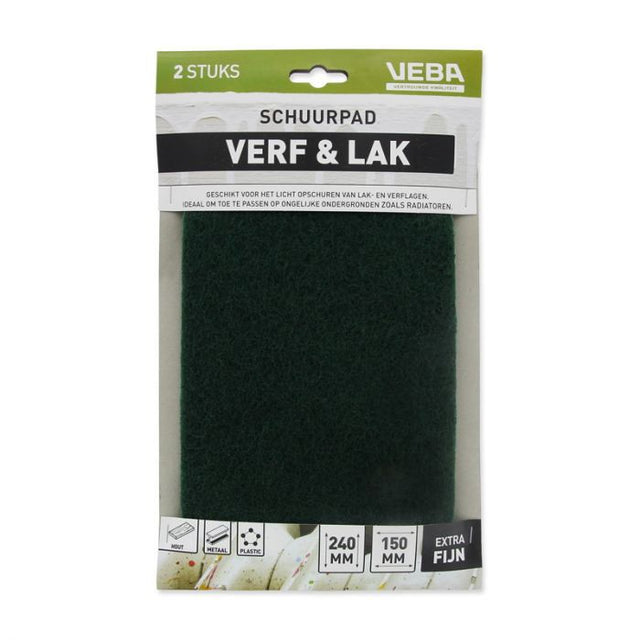 VEBA SCHUURPAD VERF & LAK FIJN 150x240MM 2 STUKS