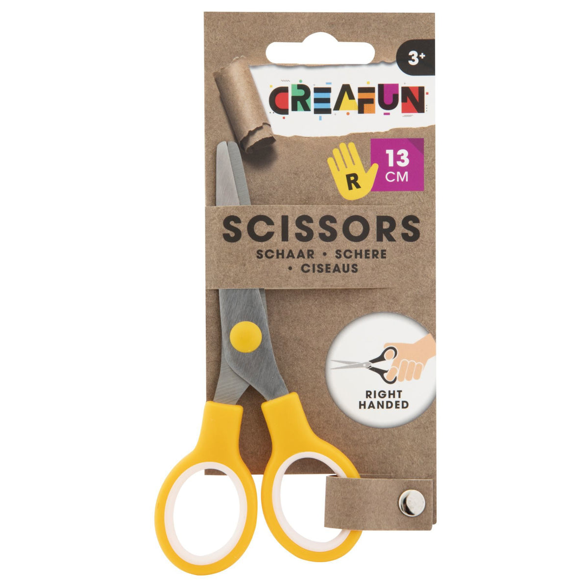 Creafun schaar rechts 13 cm geel