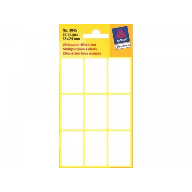 Etiketten wit 38x24 mm 7 vel a 9 stuks