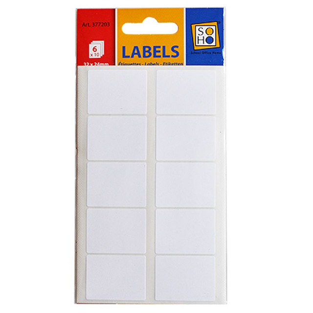 Etiketten wit 34x24 mm 6 vel a 10 stuks
