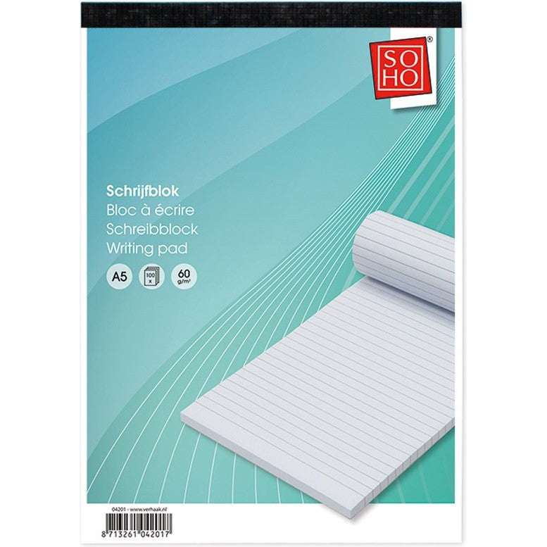Schrijfblok A5 lijn Soho