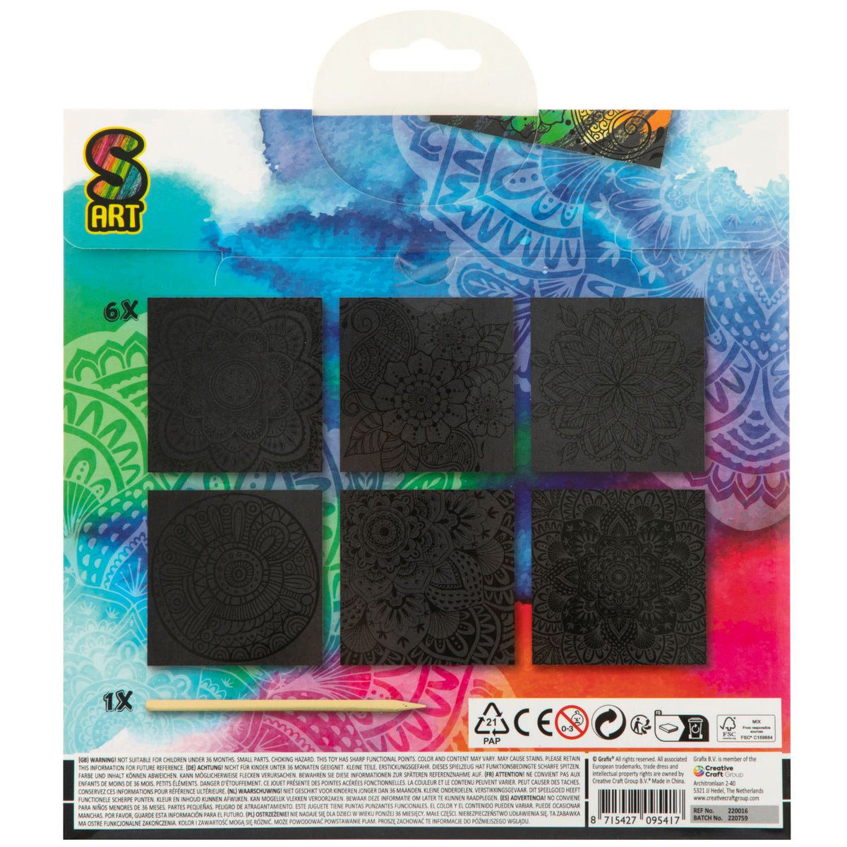 Scratch art met kleuren 7 delig Mandala 2