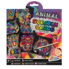 Scratch art met kleuren 7 delig dieren