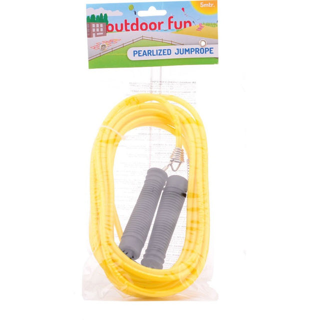 Outdoor fun parelmoer springtouw  5 meter. geel