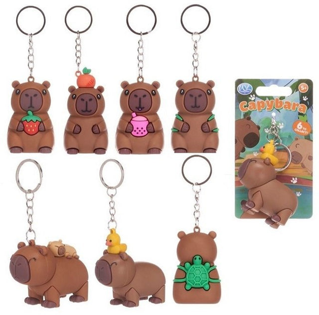 Capybara Sleutelhanger 3D 6 assorti 4-5cm