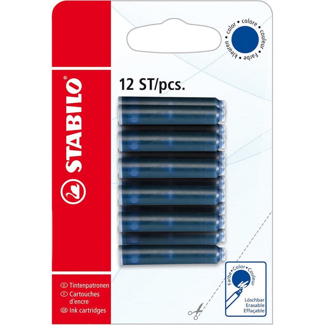 STABILO Vulpen Patronen - Blauw - Blister Met 12 Stuks