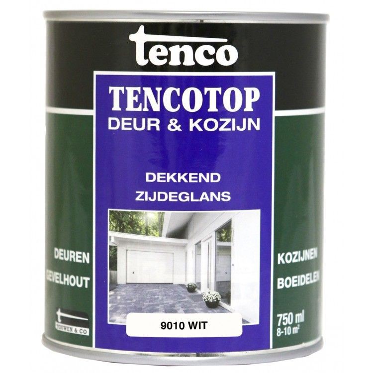 Tenco tencotop deur & kozijn dekkend ZIJDEGLANS 9010 WIT 750ML