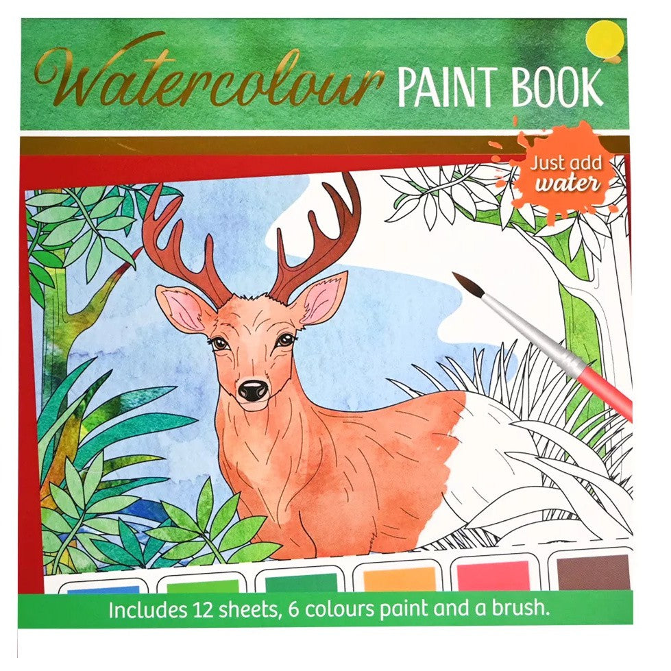 Waterverf kleurboek volwassenen bos dieren
