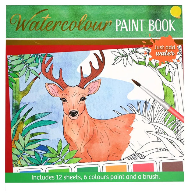 Waterverf kleurboek volwassenen bos dieren