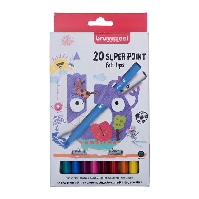 Viltstiften Bruynzeel Super Point 20 Stuks