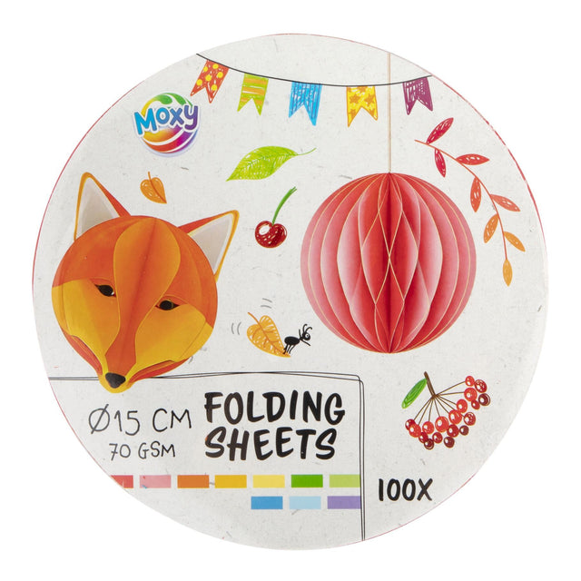 VOUWBLAADJE ROND 15.5 CM 100 STUKJES 10 KLEUREN