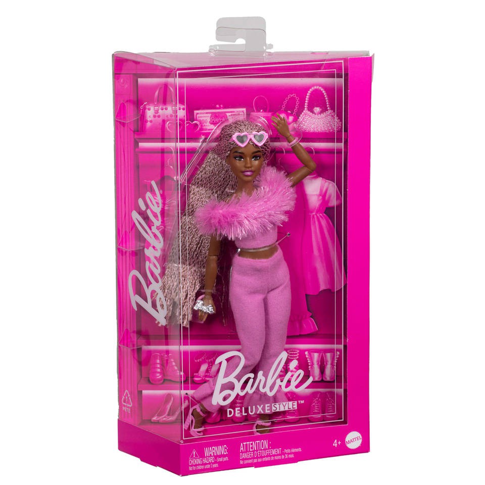 Barbie Fashionsta pop deluxe met bont en vlechten