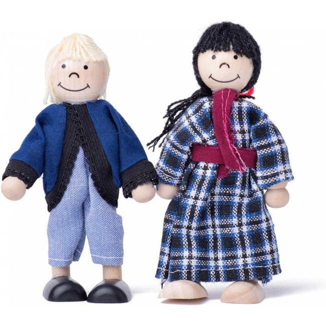 Woody Toys poppenhuis met poppen en meubeltjes 3