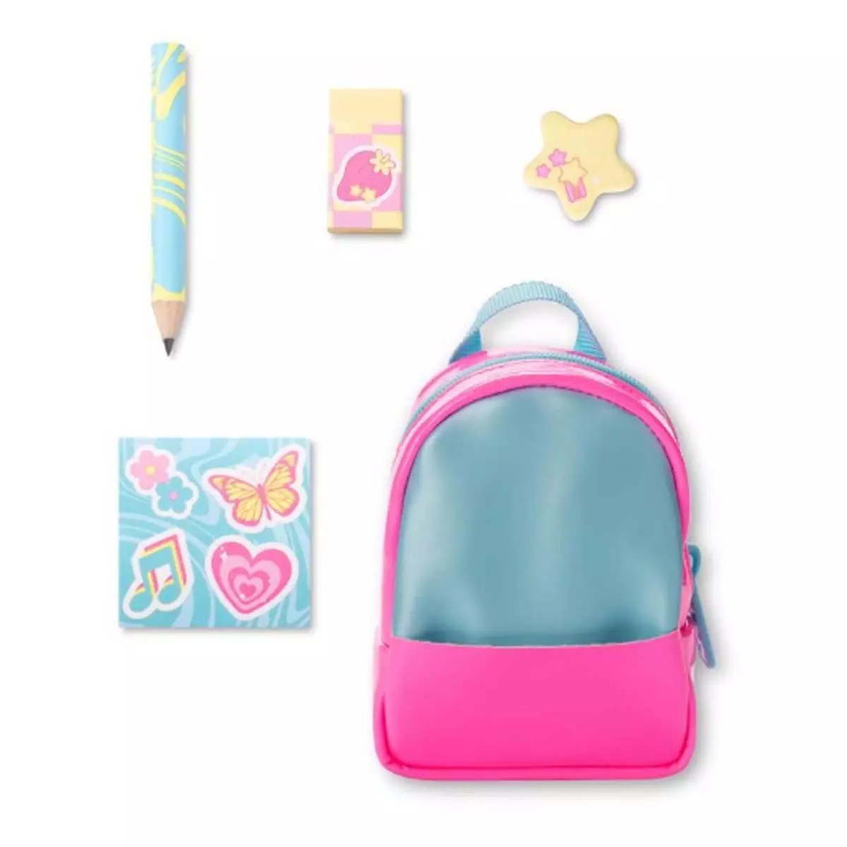 Real Littles neon rugtas stationary blauw, oranje neon