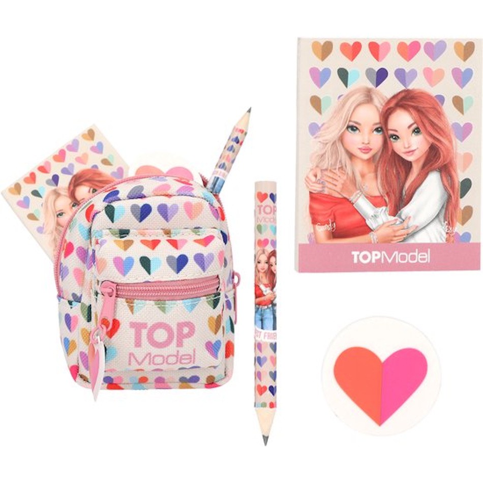 Topmodel Stationary backpack roze hartjes