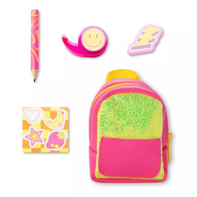Real Littles neon rugtas stationary rose, geel glitter